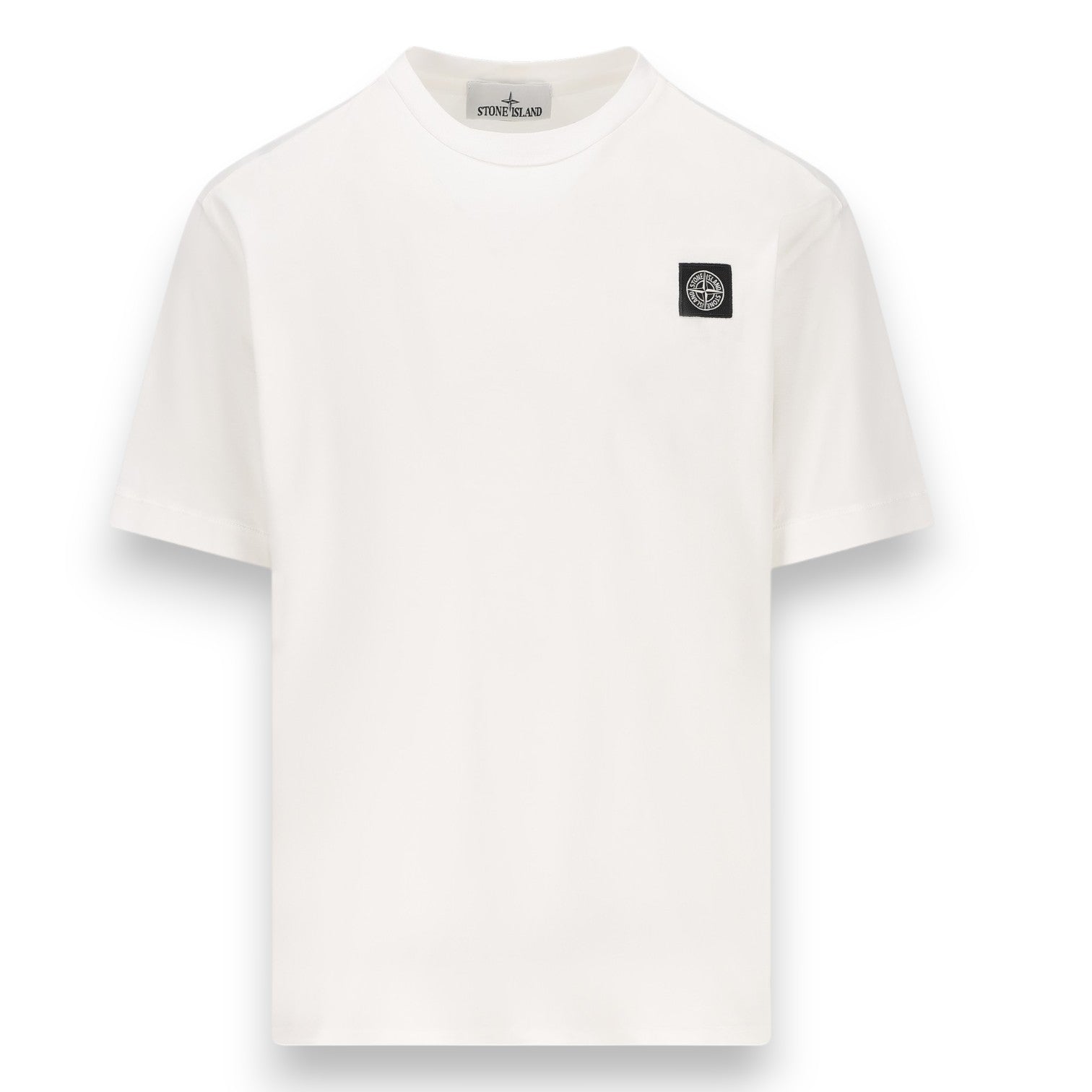 Stone Island, White Compass Patch Crewneck T-Shirt - True Labels
