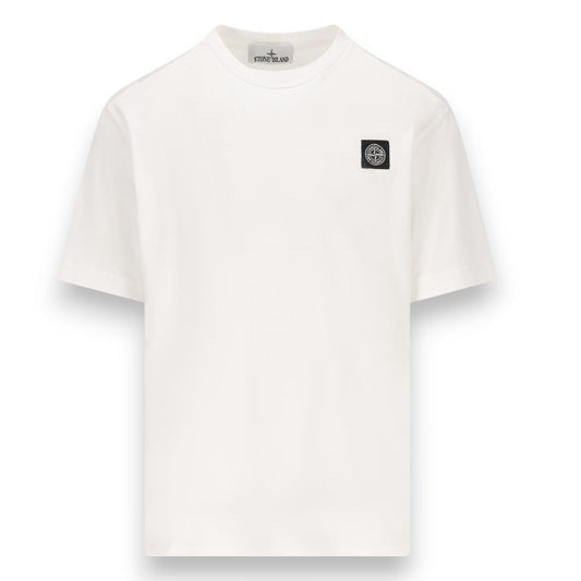 Stone Island, White Compass Patch Crewneck T-Shirt - True Labels